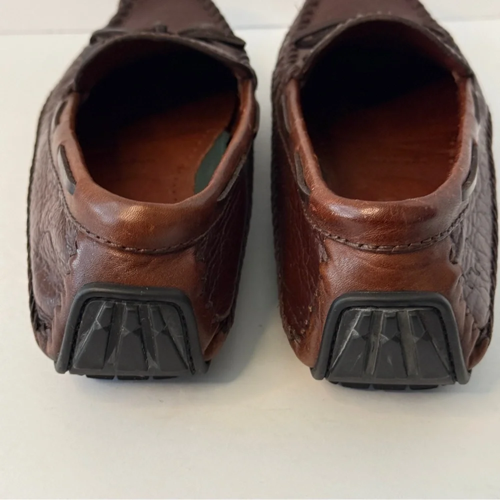 H.S. Trask Men's Brown Leather Driving Moccasin Loafers Size 8M